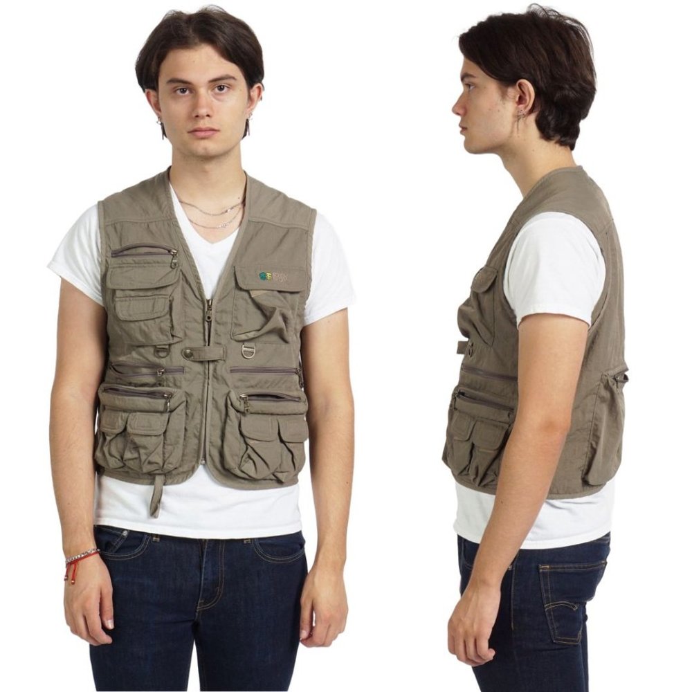 KOLON SPORT Khaki Cargo Zipped Pockets Outdoors Vest